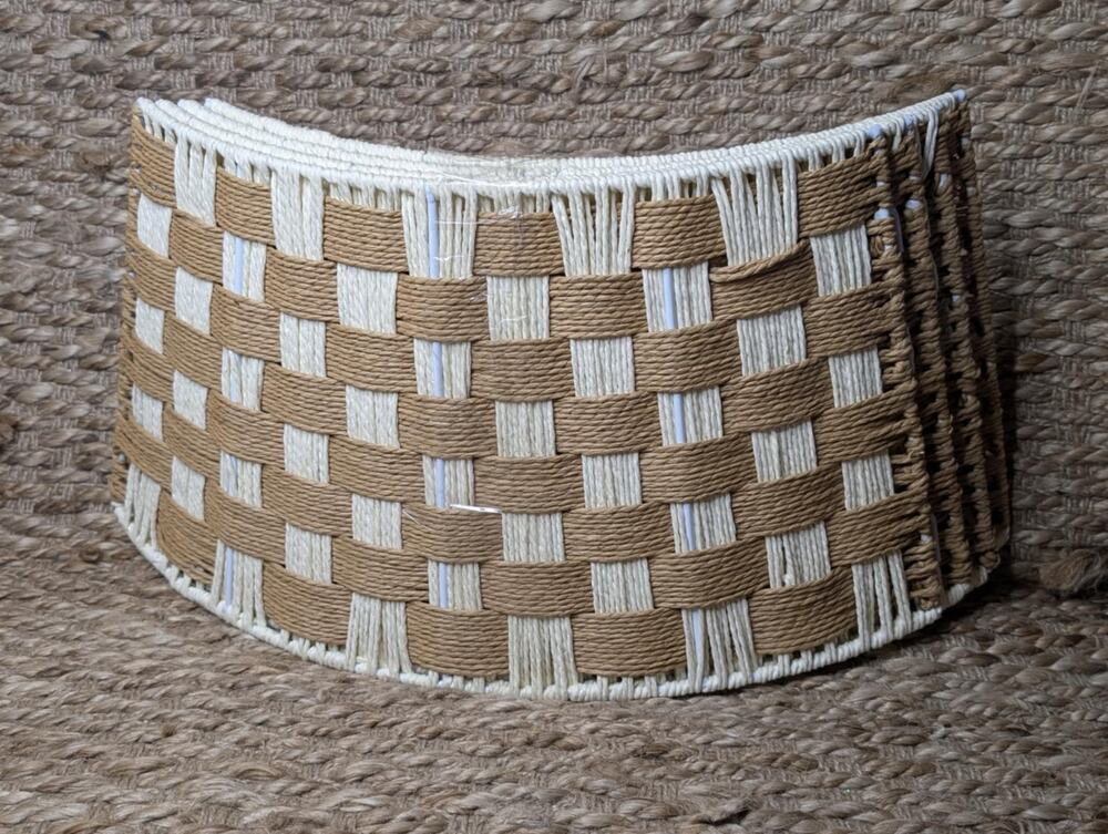 Christmas Tree Collar Skirt Woven Wicker Brown White 27” Boho Holiday Rustic